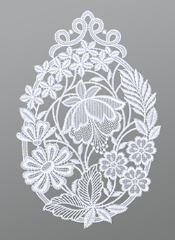 Fensterbild aus Plauener Spitze - Blumenschar #1W in Weiss