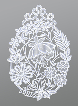 Fensterbild aus Plauener Spitze® - Blumenschar #1W in Weiss