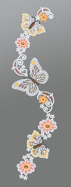 Fensterbild aus Plauener Spitze® - Schmetterlingsgirlande #1W mehrfarbig