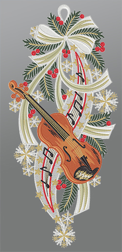 Fensterbild aus Plauener Spitze - Weihnachtsmelodie #1W mehrfarbig