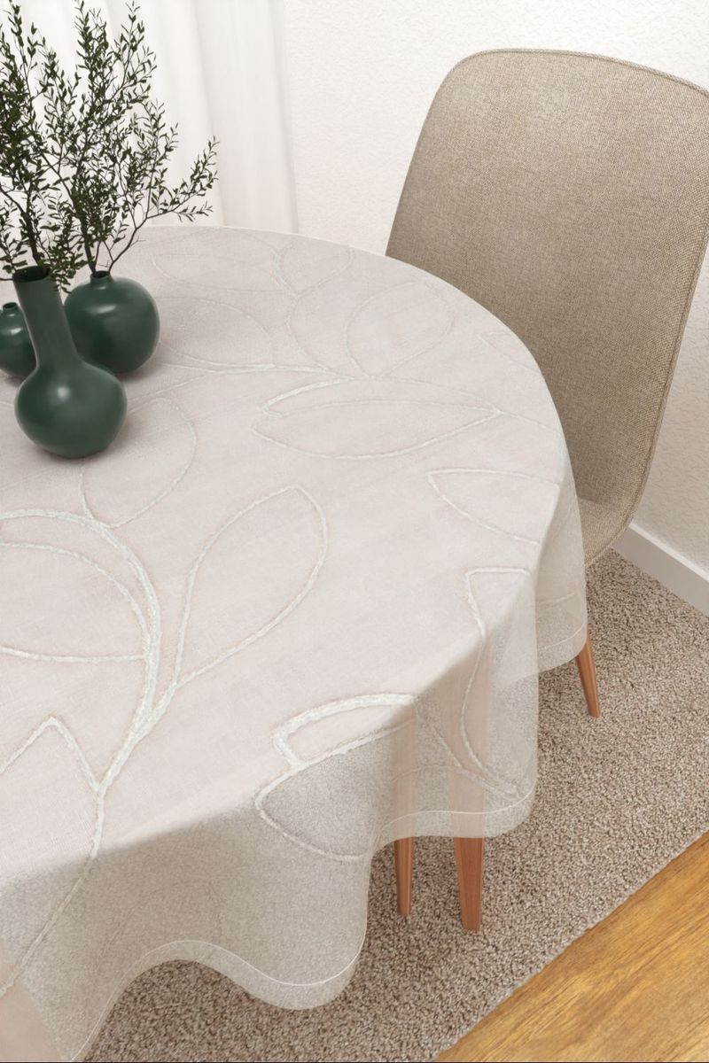 Tischdecke rund in Weiss