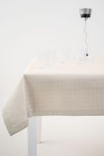 graubeige Vorschau Damasttischdecke von Lysel - Punkte #2M graubeige