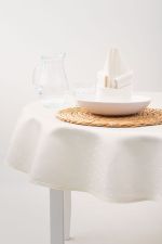 beige Vorschau Runde Damasttischdecke von Lysel - Punkte #2M beige