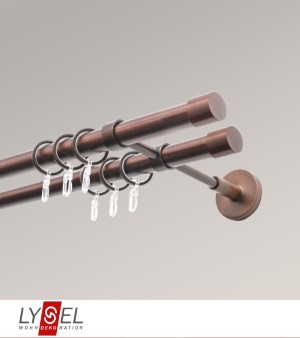 Lysel - SET Opal 160cm Doppelträger geschlossen 2-Lauf mit Endstücke Zylinder in Bronze