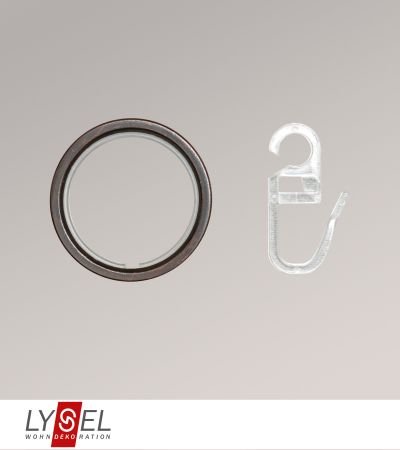 Lysel - 10er SET Gardinenringe mit Gleiteinlage für Stangen Ø 20mm