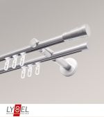 edelstahl-optik Vorschau Lysel - SET Opal Innenlauf 160cm 2 Lauf Doppel-Kombiträger offen mit Endstücke Cone in Edelstahl-Optik #1W edelstahl-optik
