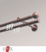 bronze Vorschau Lysel - SET Opal Innenlauf 160cm 2 Lauf Doppel-Kombiträger offen mit Endstücke Kugel in Edelstahl-Optik #1W bronze