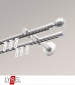 edelstahl-optik Vorschau Lysel - SET Opal Innenlauf 160cm 2 Lauf Doppel-Kombiträger offen mit Endstücke Kugel in Edelstahl-Optik #1W edelstahl-optik
