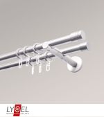 edelstahl-optik Vorschau Lysel - SET Opal 160cm Doppel-Kombiträger offen 2-Lauf mit Endstücke Zylinder in Weiss #1W edelstahl-optik