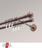 bronze Vorschau Lysel - SET Opal 160cm Doppelträger geschlossen 2-Lauf mit Endstücke Kugel in Bronze #1W bronze