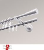 edelstahl-optik Vorschau Lysel - SET Opal Mix 160cm Doppel-Kombiträger offen 2-Lauf mit Endstücke Cone in Edelstahl-Optik #1W edelstahl-optik