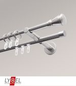 edelstahl-optik Vorschau Lysel - SET Opal Mix 200cm 2 Lauf Doppel-Kombiträger offen mit Endstücke Konus in Weiss #1W edelstahl-optik