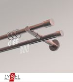 bronze Vorschau Lysel - SET Opal Mix 200cm 2 Lauf Doppel-Kombiträger offen mit Endstücke Zylinder in Weiss #1W bronze